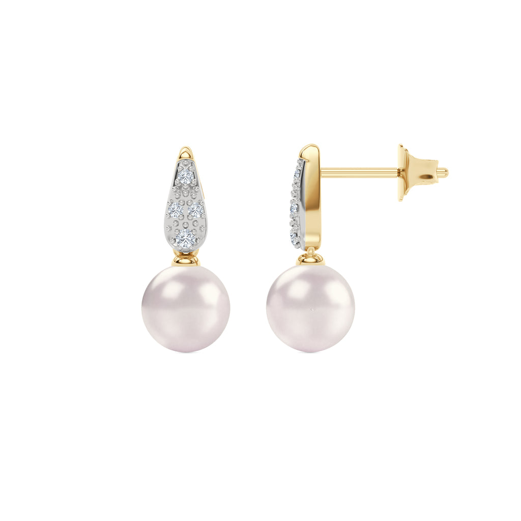 Eden 7mm Round Pearl and Lab Diamond Stud Earrings in 18K Gold Vermeil