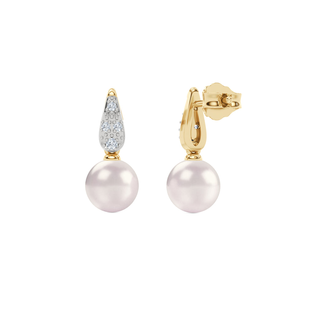 Eden 7mm Round Pearl and Lab Diamond Stud Earrings in 18K Gold Vermeil