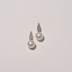 Eden 7mm Round Pearl and Lab Diamond Stud Earrings in 18K Gold Vermeil