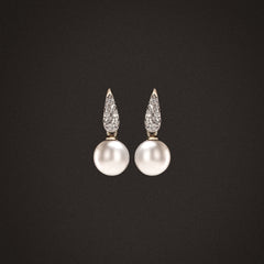 Eden 7mm Round Pearl and Lab Diamond Stud Earrings in 18K Gold Vermeil