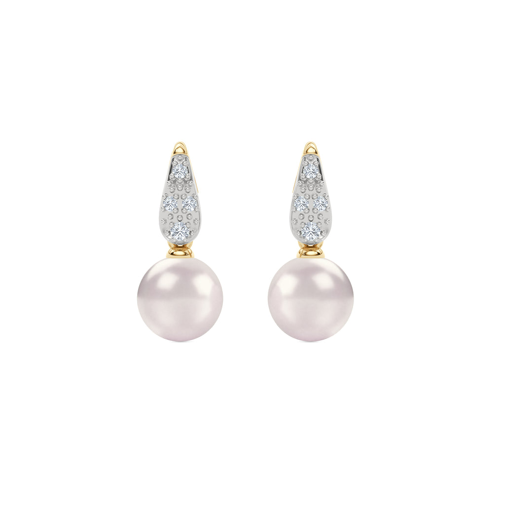 Eden 7mm Round Pearl and Lab Diamond Stud Earrings in 18K Gold Vermeil