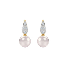 Eden 7mm Round Pearl and Lab Diamond Stud Earrings in 18K Gold Vermeil