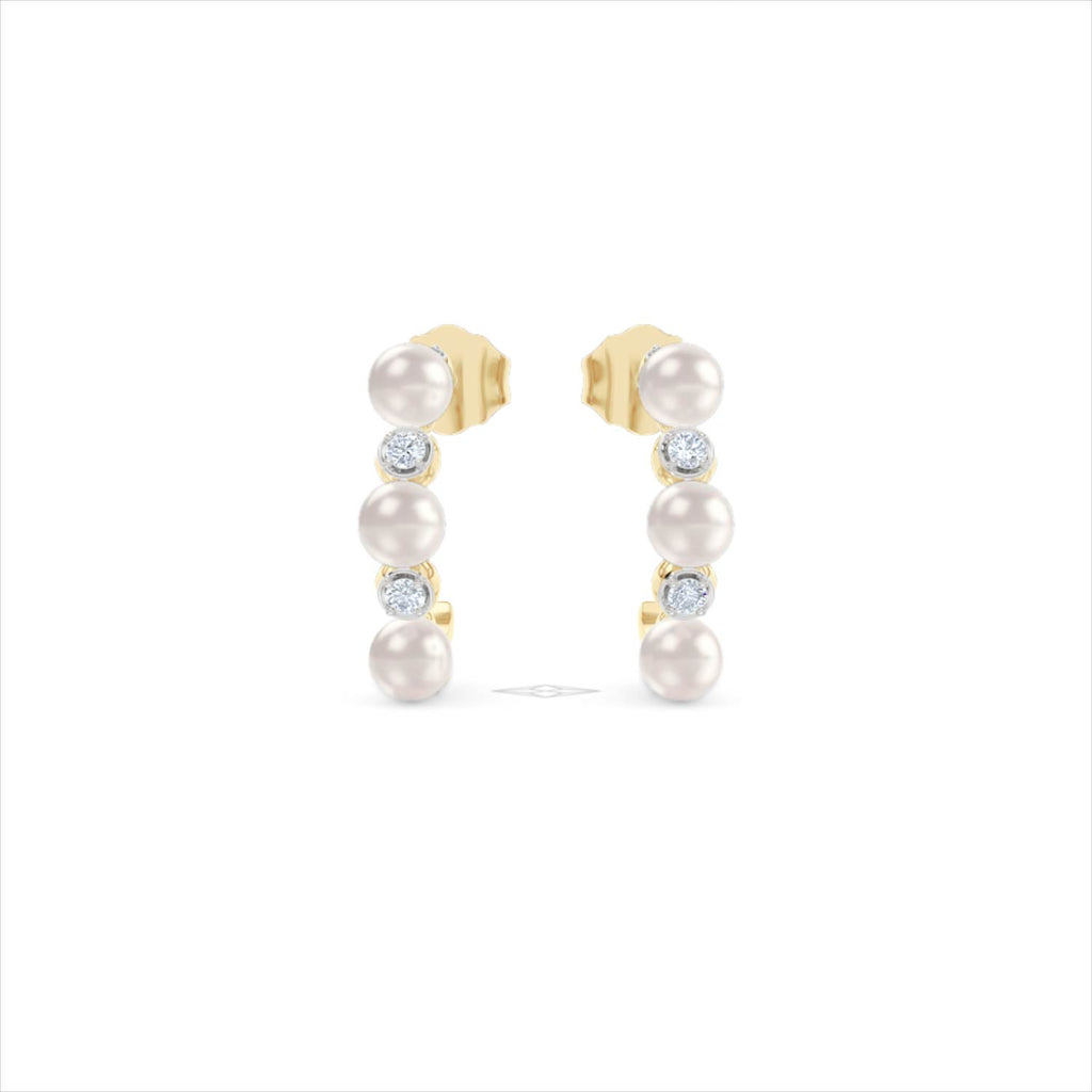 Eden 1.30ct Round Pearl and Lab Diamond Huggie Earrings in 18K Gold Vermeil
