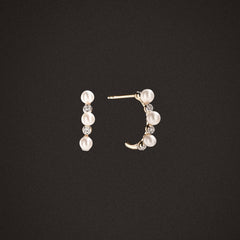 Eden 3mm Round Pearl and Lab Diamond Huggie Earrings in 18K Gold Vermeil