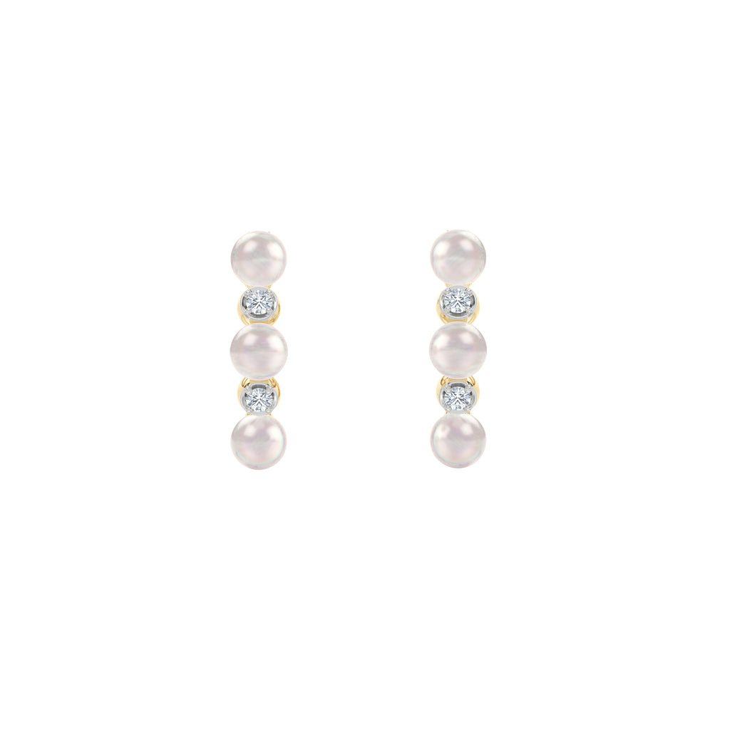 Eden 3mm Round Pearl and Lab Diamond Huggie Earrings in 18K Gold Vermeil