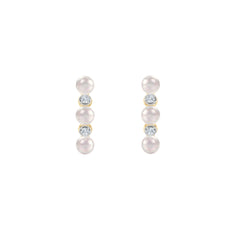 Eden 3mm Round Pearl and Lab Diamond Huggie Earrings in 18K Gold Vermeil