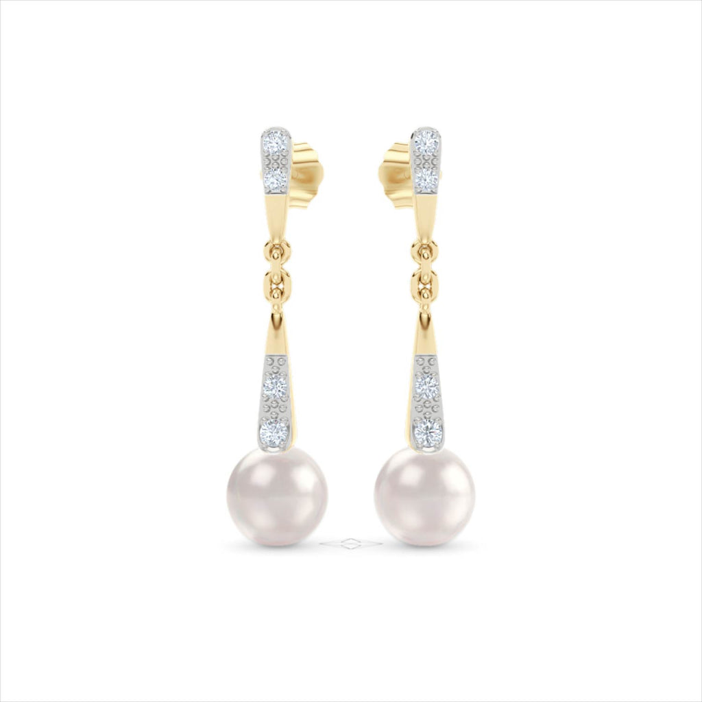 Eden 3.90ct Round Pearl and Lab Diamond Earrings in 18K Gold Vermeil
