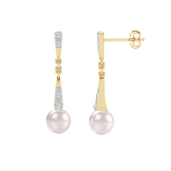 Eden 6.5mm Round Pearl and Lab Diamond Drop Earrings in 18K Gold Vermeil