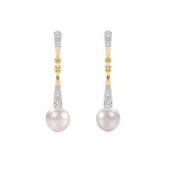 Eden 6.5mm Round Pearl and Lab Diamond Drop Earrings in 18K Gold Vermeil
