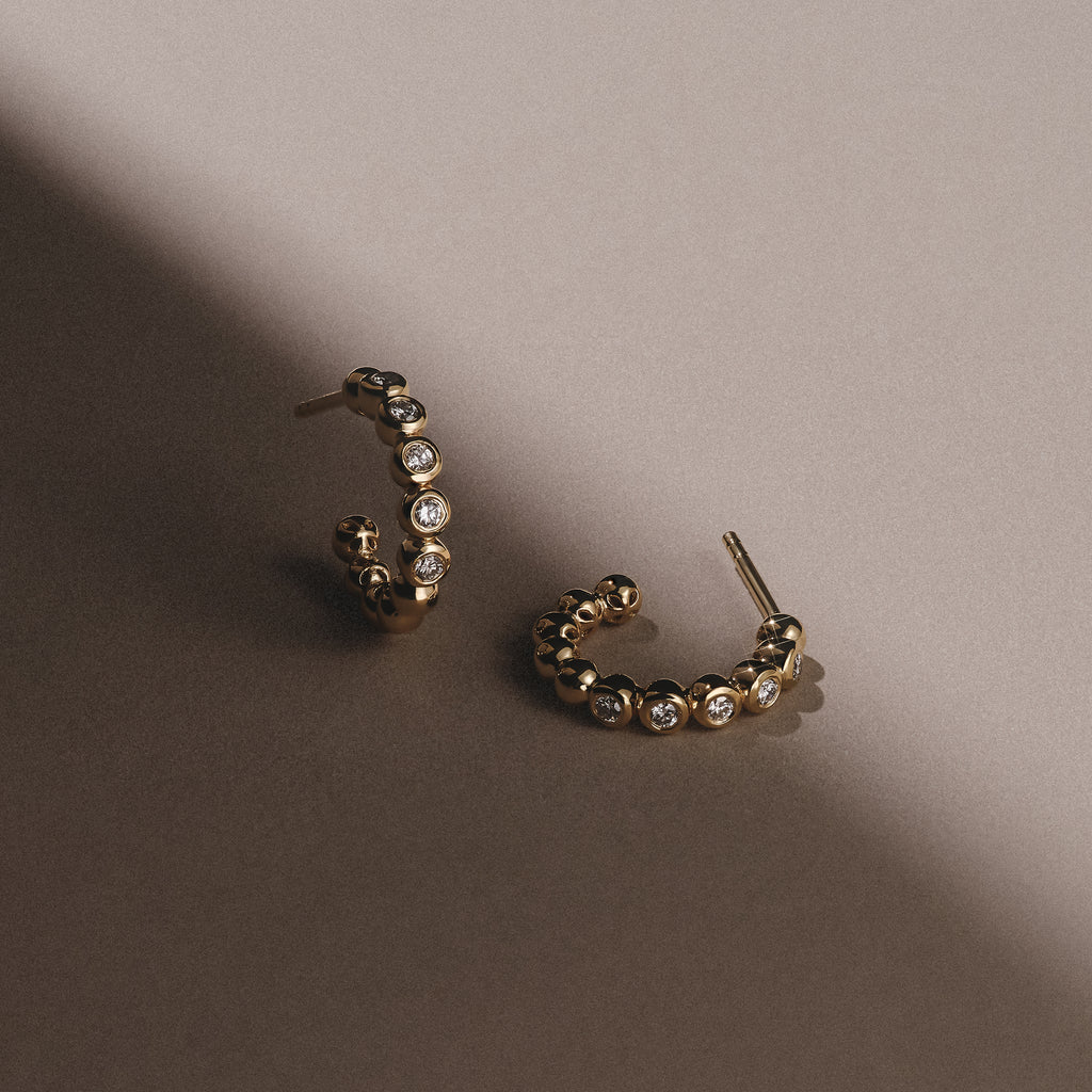 Solis 0.25ct Round Cut Lab Diamond Huggie Earrings in 18K Gold Vermeil