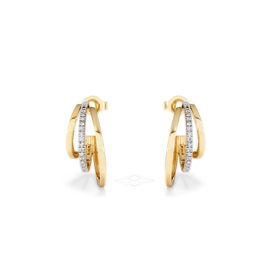 0.25ct Lab Diamond Stacked Hoop Earrings in 18k Gold Vermeil