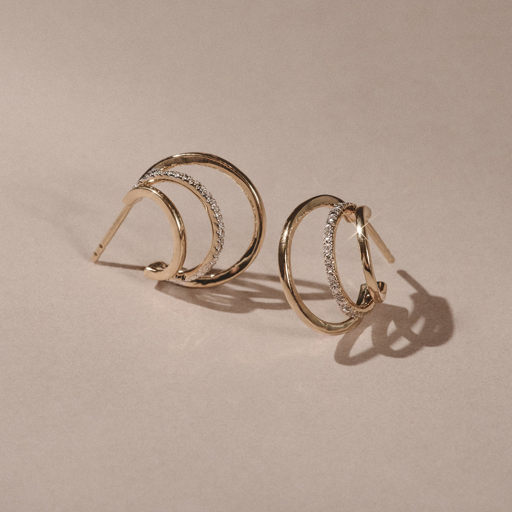 0.25ct Lab Diamond Stacked Hoop Earrings in 18k Gold Vermeil