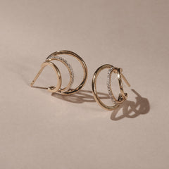 0.25ct Lab Diamond Stacked Hoop Earrings in 18k Gold Vermeil
