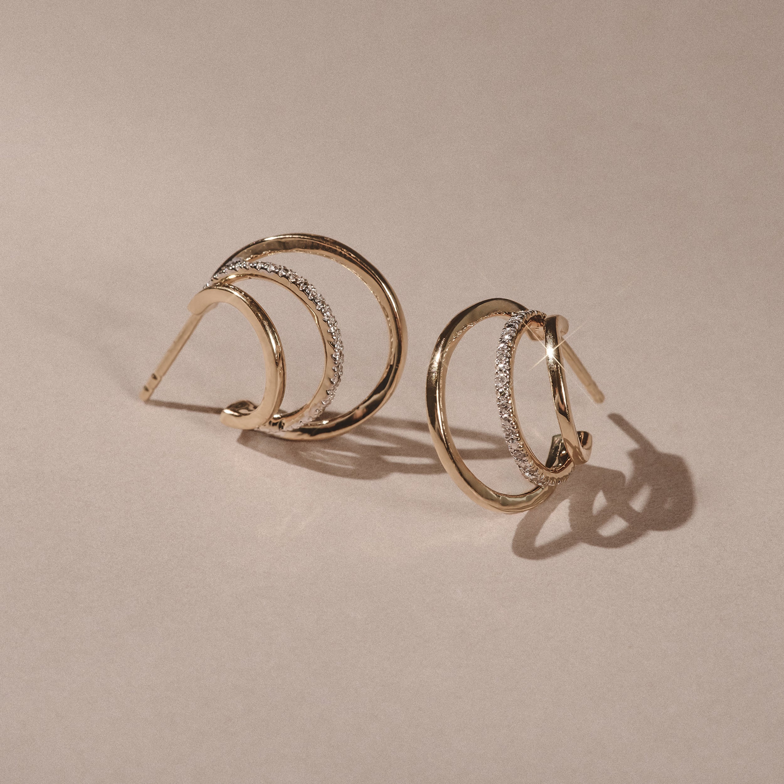 0.25ct Lab Diamond Stacked Hoop Earrings in 18k Gold Vermeil