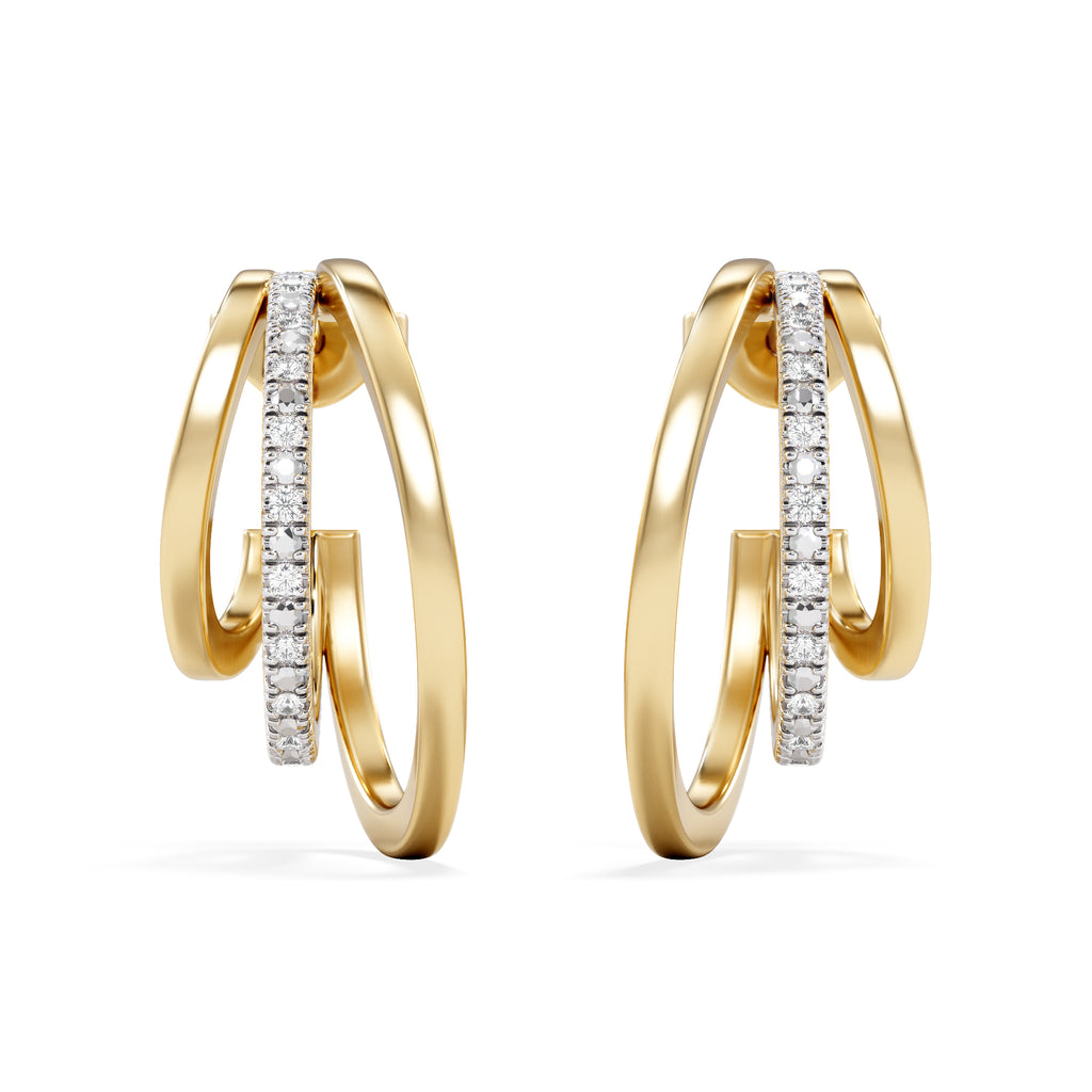 0.25ct Lab Diamond Stacked Hoop Earrings in 18k Gold Vermeil