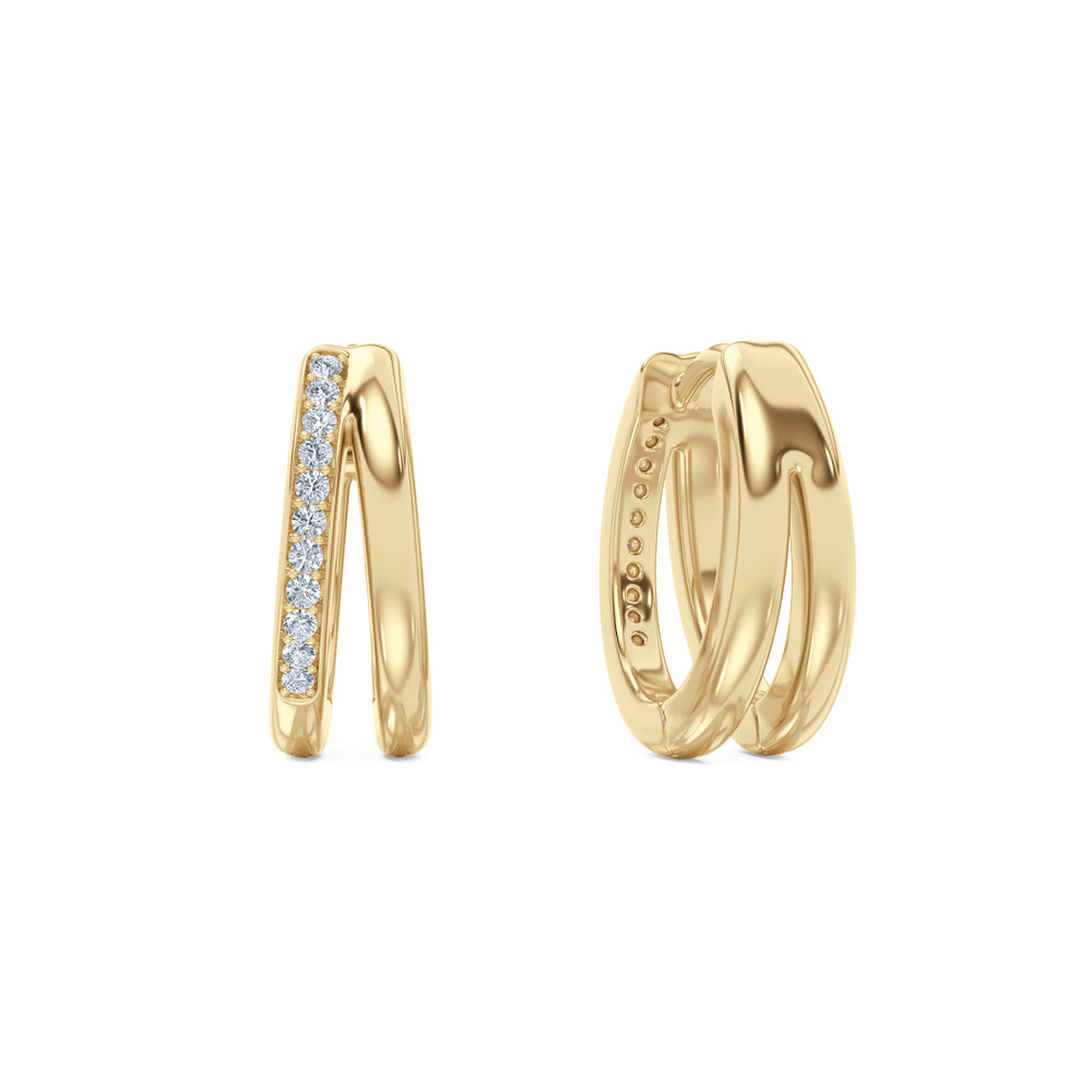Heritage 0.10ct Lab Diamond Split Huggies Earrings in 18k Gold Vermeil