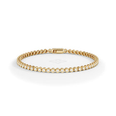 1ct Lab Diamond Tennis Bracelet Rub Over Style in 9K Yellow Gold