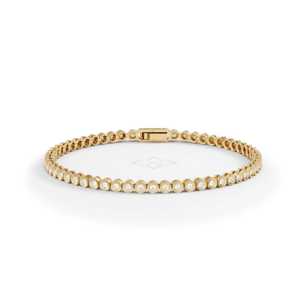 1ct Lab Diamond Tennis Bracelet Rub Over Style in 18K Gold Vermeil