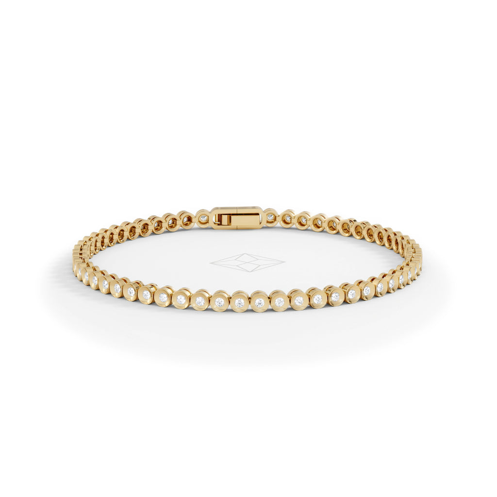 1ct Lab Diamond Tennis Bracelet Rub Over Style in 18K Gold Vermeil