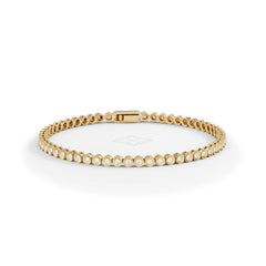 1ct Lab Diamond Tennis Bracelet Rub Over Style in 18K Gold Vermeil