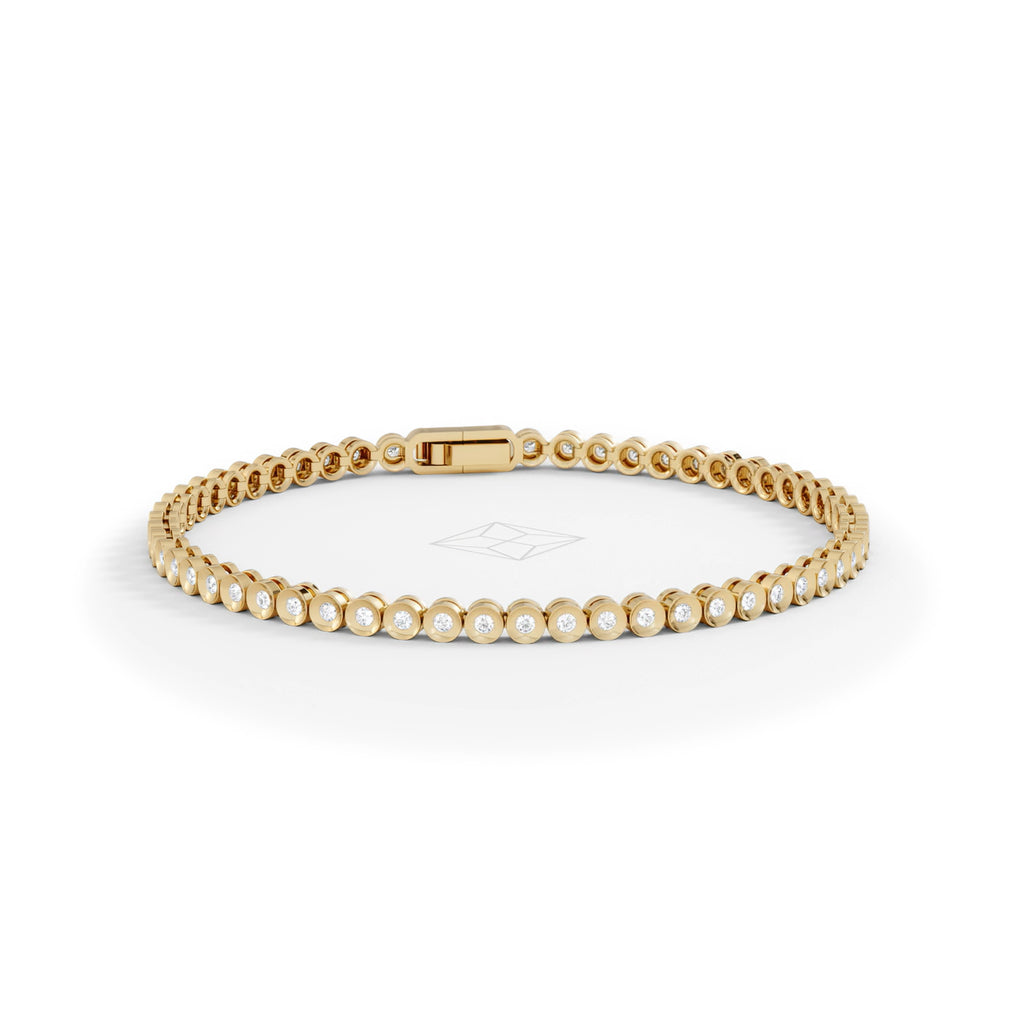 1ct Lab Diamond Tennis Bracelet Rub Over Style in 18K Gold Vermeil