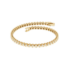 1ct Lab Diamond Tennis Bracelet Rub Over Style in 9K Yellow Gold