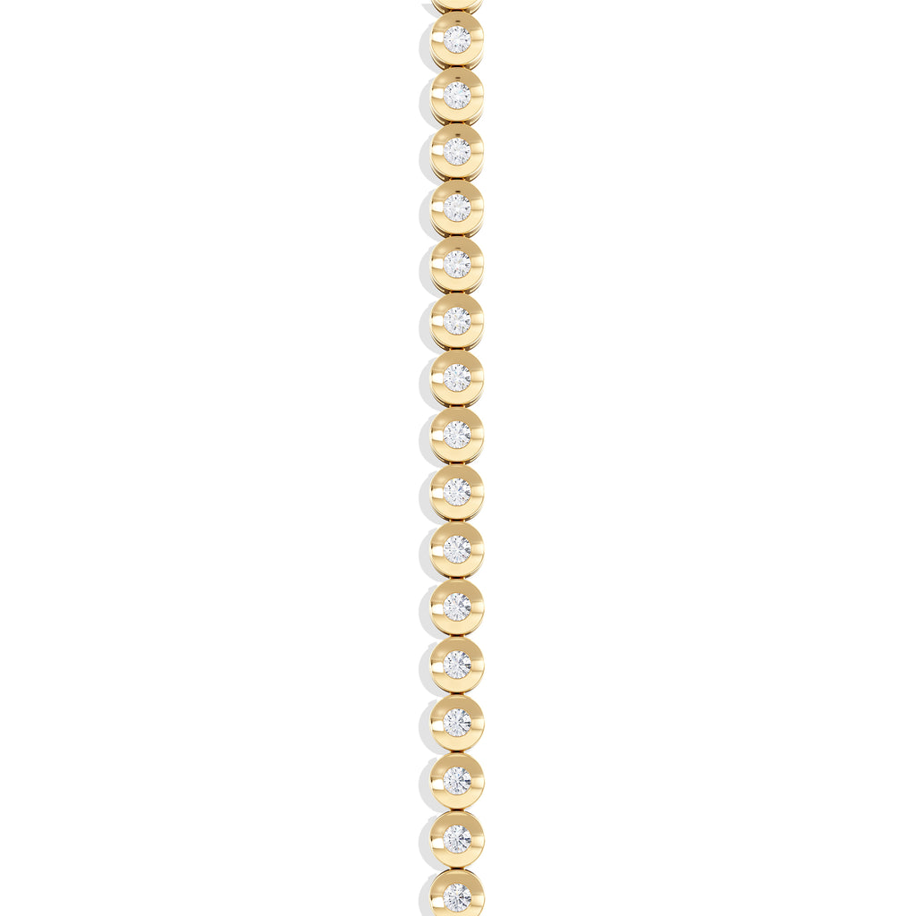 1ct Lab Diamond Tennis Bracelet Rub Over Style in 18K Gold Vermeil