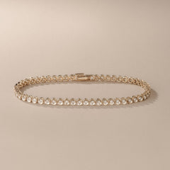 1ct Lab Diamond Tennis Bracelet Rub Over Style in 9K Yellow Gold