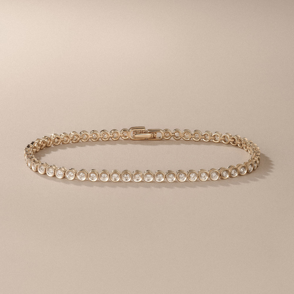 1ct Lab Diamond Tennis Bracelet Rub Over Style in 18K Gold Vermeil