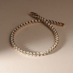 1ct Lab Diamond Tennis Bracelet Rub Over Style in 18K Gold Vermeil