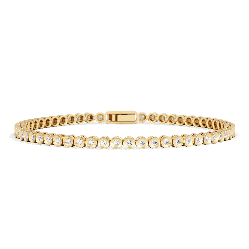 1ct Lab Diamond Tennis Bracelet Rub Over Style in 18K Gold Vermeil