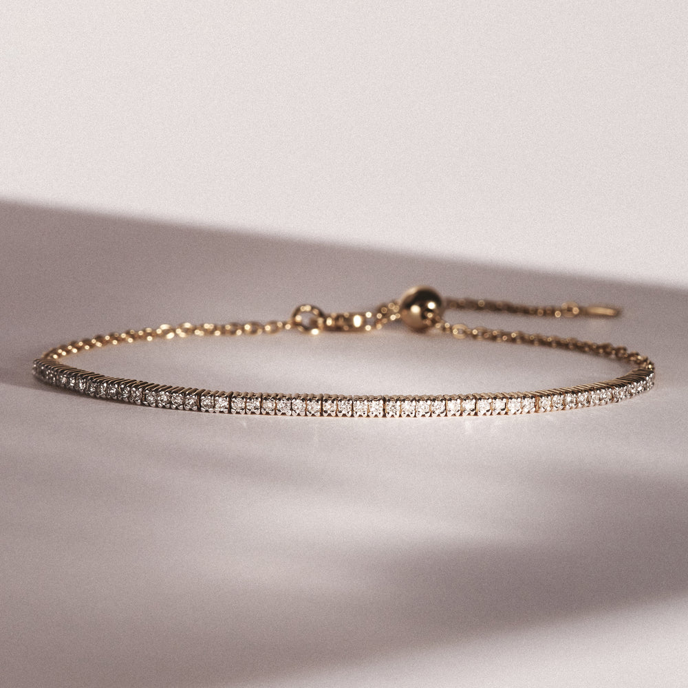 Adjustable Lab Diamond Tennis Bracelet 0.50ct in 18K Gold Vermeil