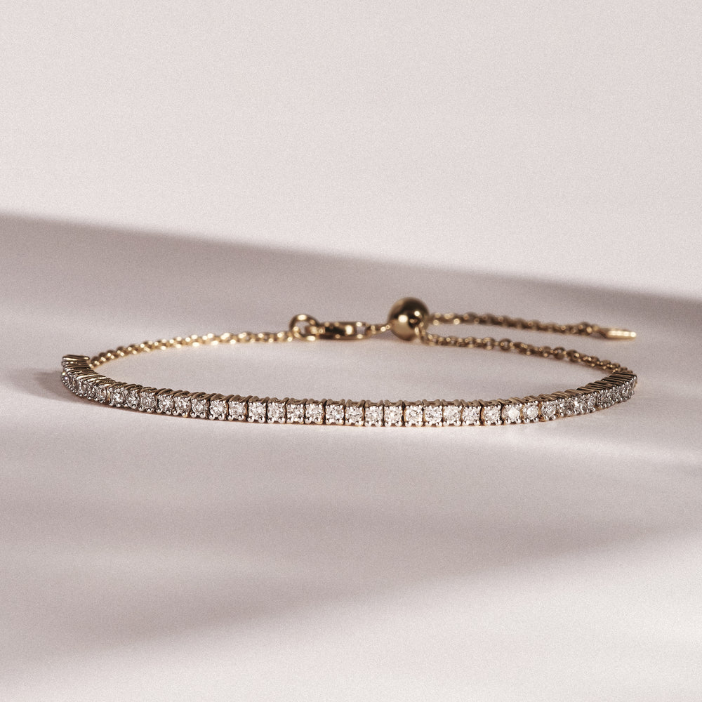 Adjustable Lab Diamond Tennis Bracelet 1.00ct in 18K Gold Vermeil