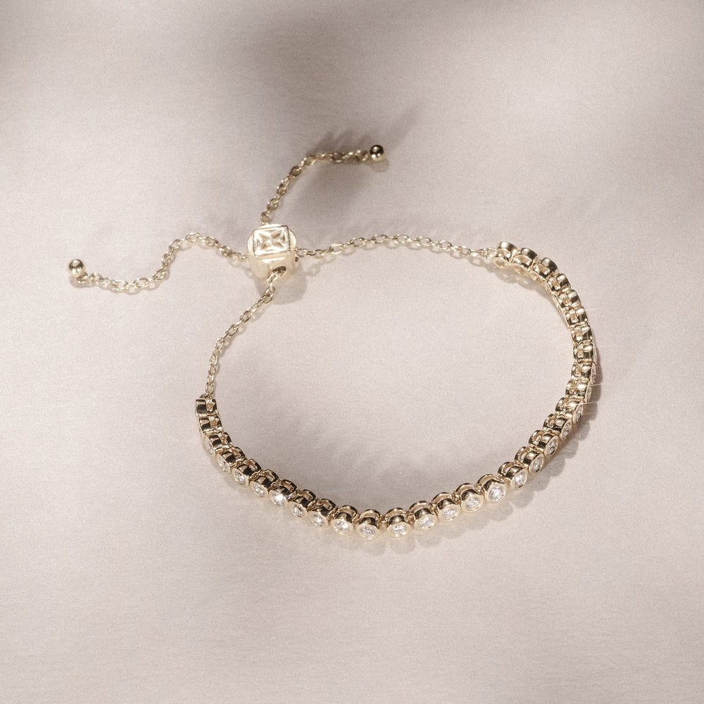 Lab Diamond Bezel Rubover Tennis Bracelet 1.00ct in 18K Gold Vermeil