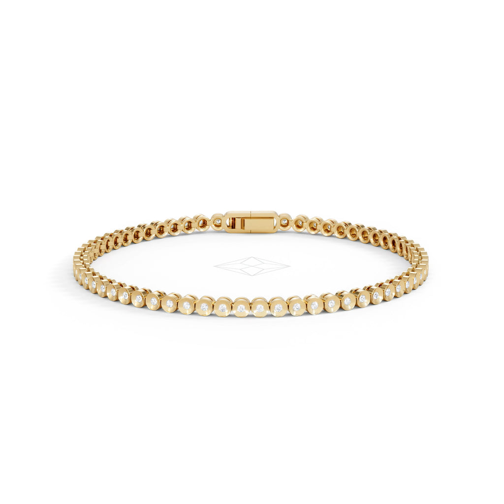 0.50ct Round Cut Lab Diamond Bezel Tennis Bracelet in 18K Gold Vermeil