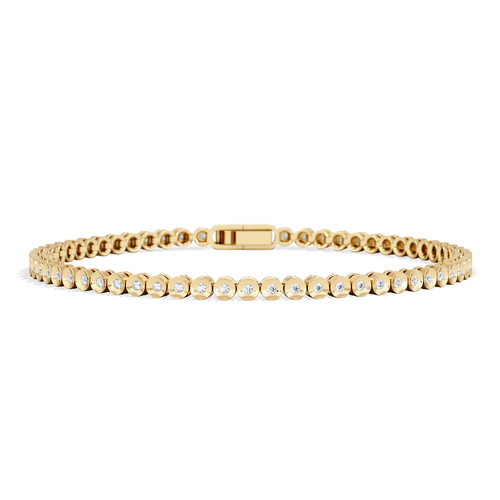 0.50ct Round Cut Lab Diamond Bezel Tennis Bracelet in 18K Gold Vermeil