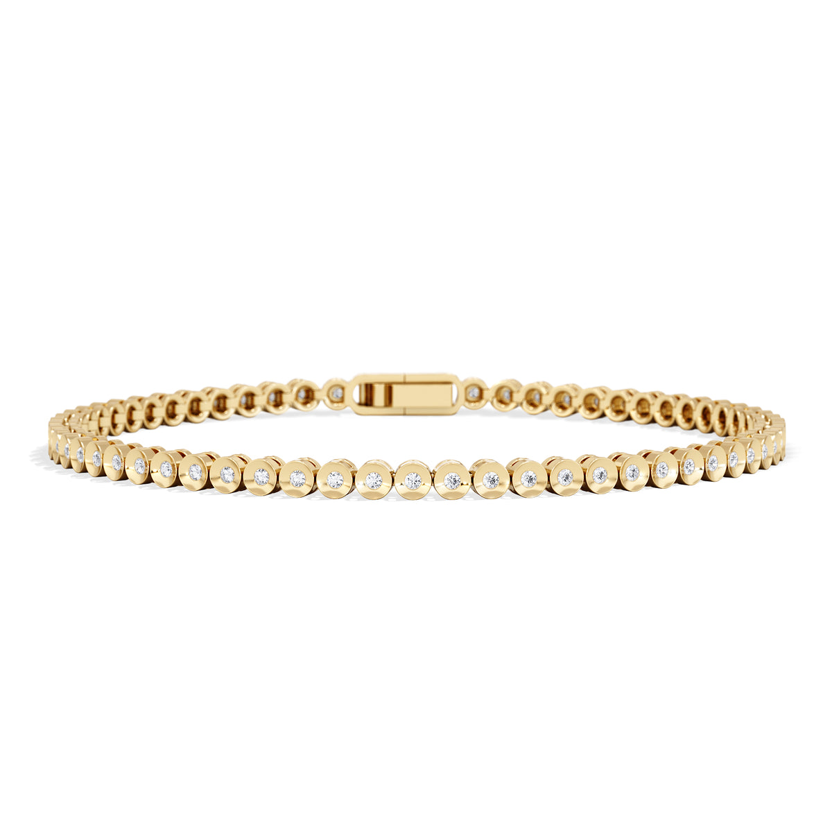 0.50ct Round Cut Lab Diamond Bezel Tennis Bracelet in 18K Gold Vermeil