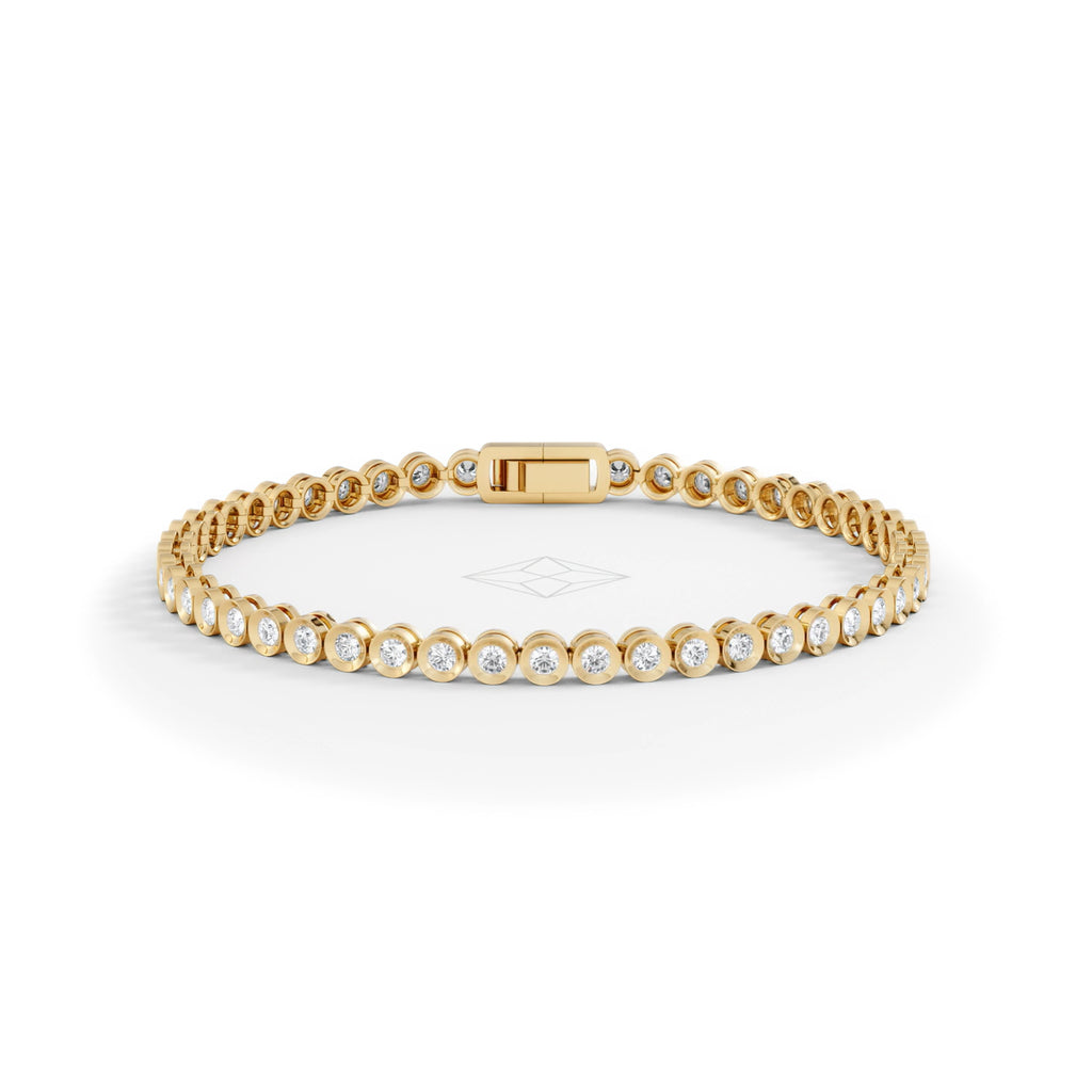 2.00ct Round Cut Lab Diamond Bezel Tennis Bracelet in 18K Gold Vermeil