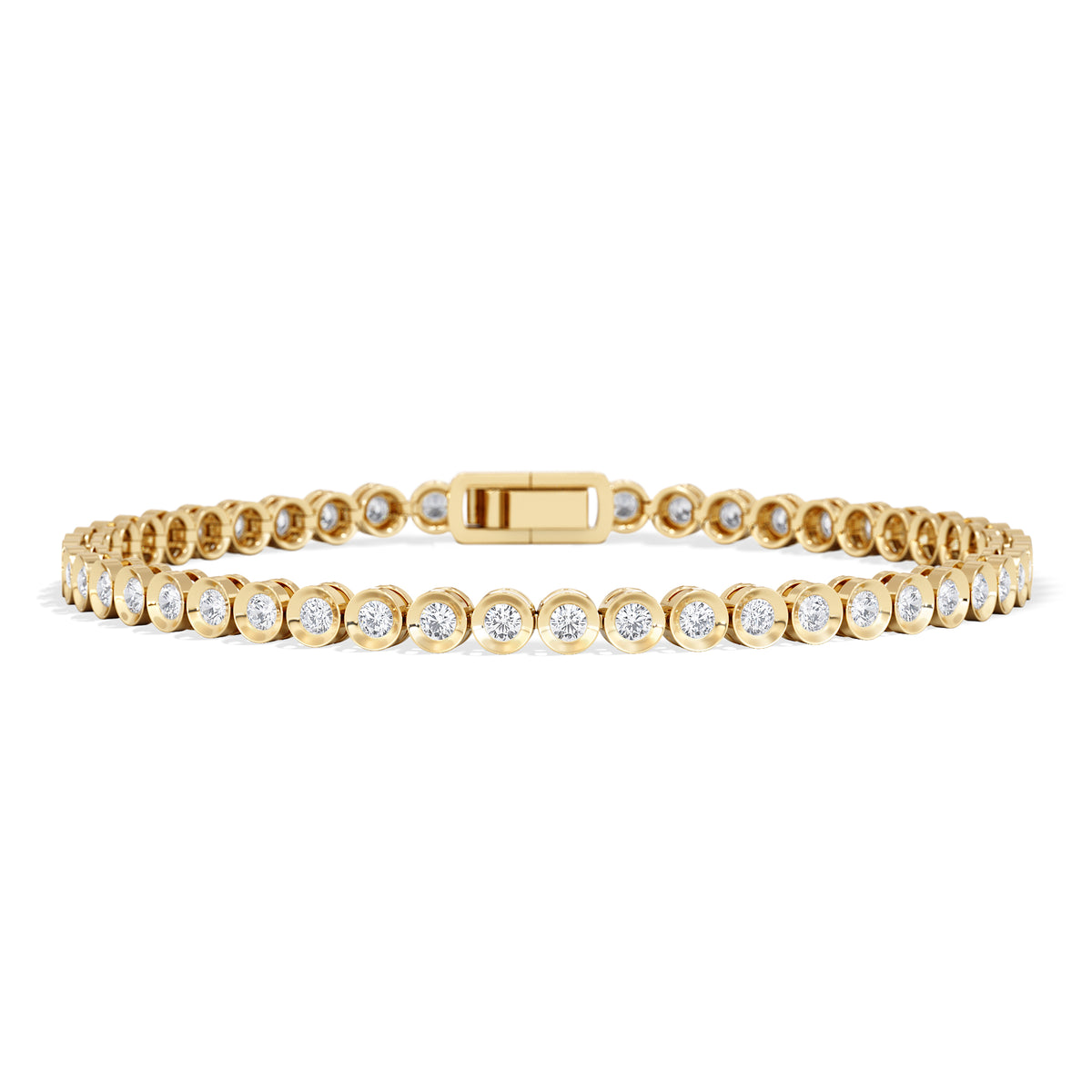 2.00ct Round Cut Lab Diamond Bezel Tennis Bracelet in 18K Gold Vermeil