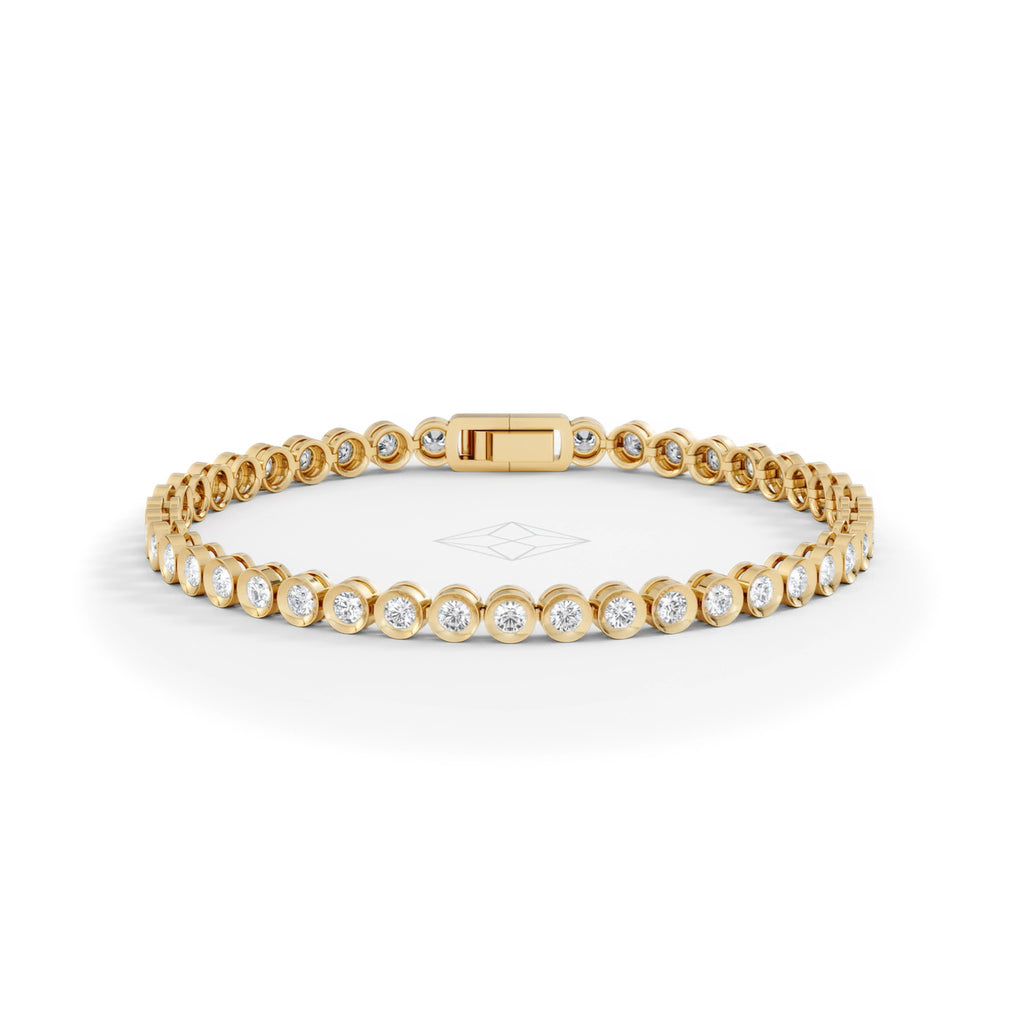 3.00ct Round Cut Lab Diamond Bezel Tennis Bracelet in 18K Gold Vermeil