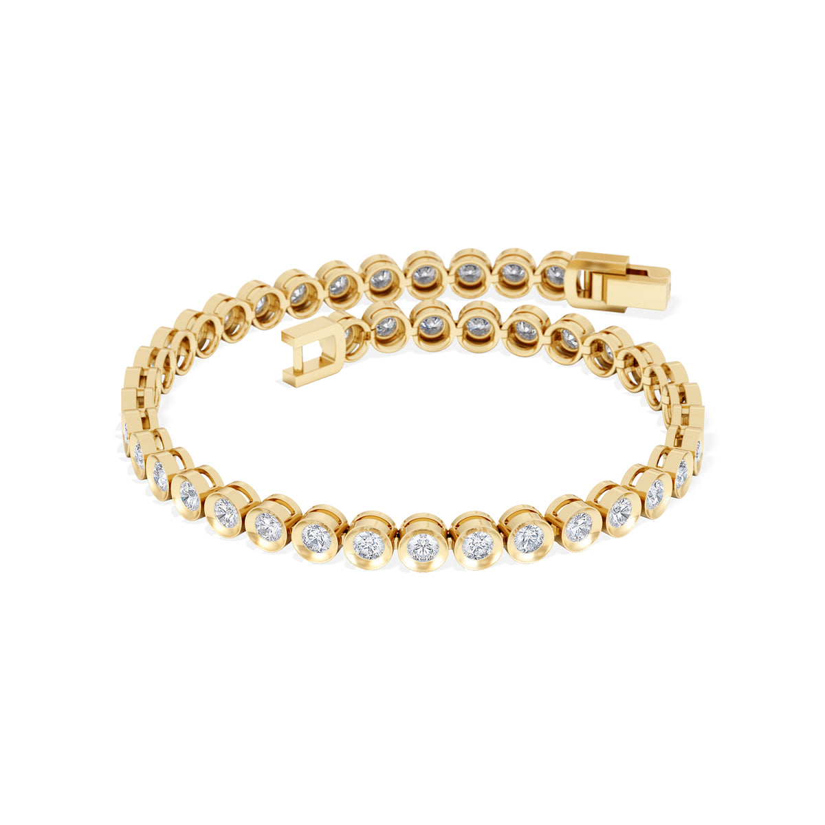 3.00ct Round Cut Lab Diamond Bezel Tennis Bracelet in 18K Gold Vermeil