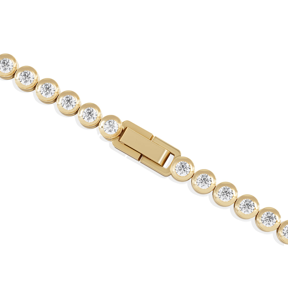 3.00ct Round Cut Lab Diamond Bezel Tennis Bracelet in 18K Gold Vermeil