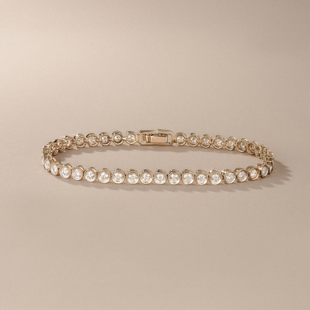3.00ct Round Cut Lab Diamond Bezel Tennis Bracelet in 18K Gold Vermeil