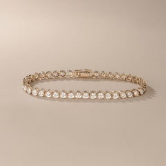 3.00ct Round Cut Lab Diamond Bezel Tennis Bracelet in 18K Gold Vermeil