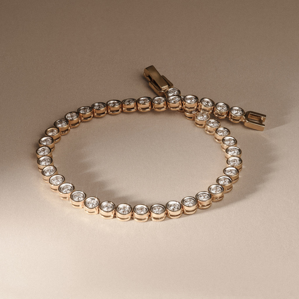 3.00ct Round Cut Lab Diamond Bezel Tennis Bracelet in 18K Gold Vermeil