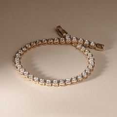 3.00ct Round Cut Lab Diamond Bezel Tennis Bracelet in 18K Gold Vermeil