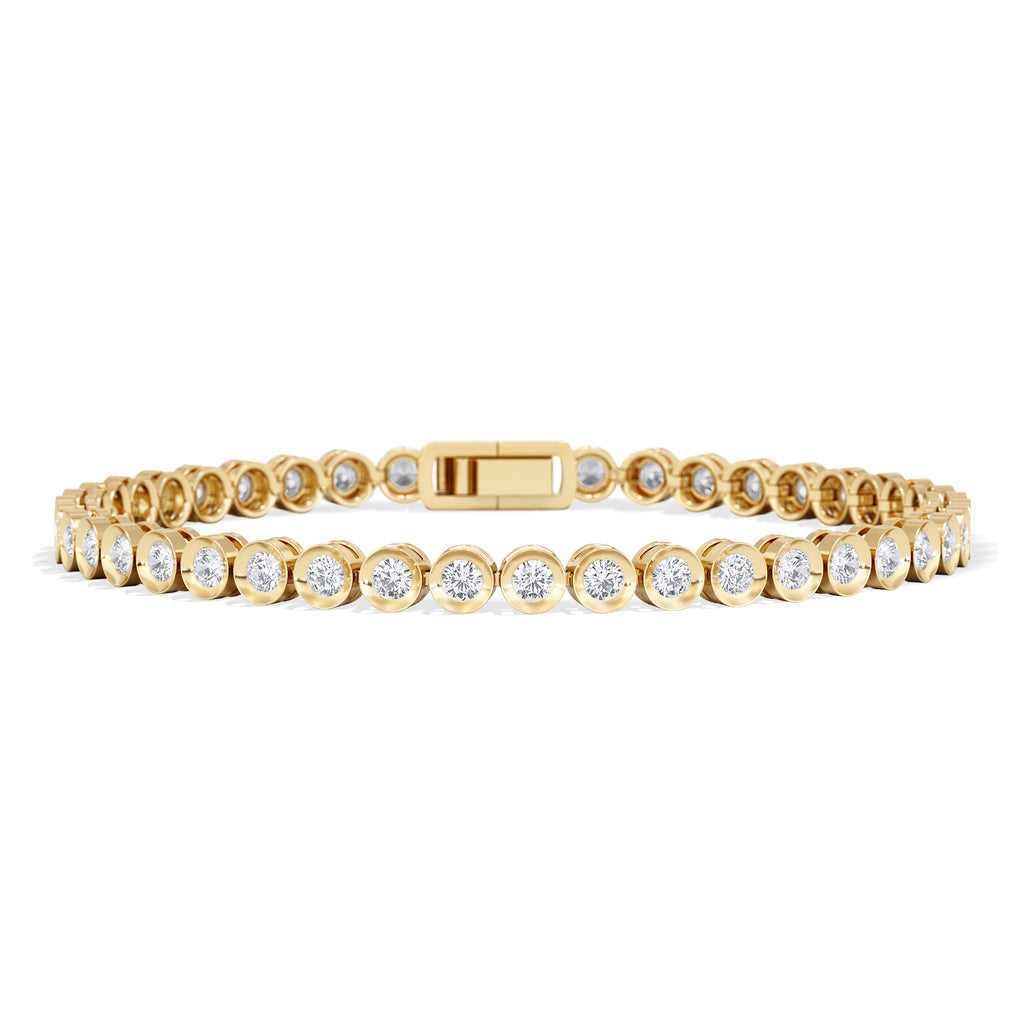 3.00ct Round Cut Lab Diamond Bezel Tennis Bracelet in 18K Gold Vermeil