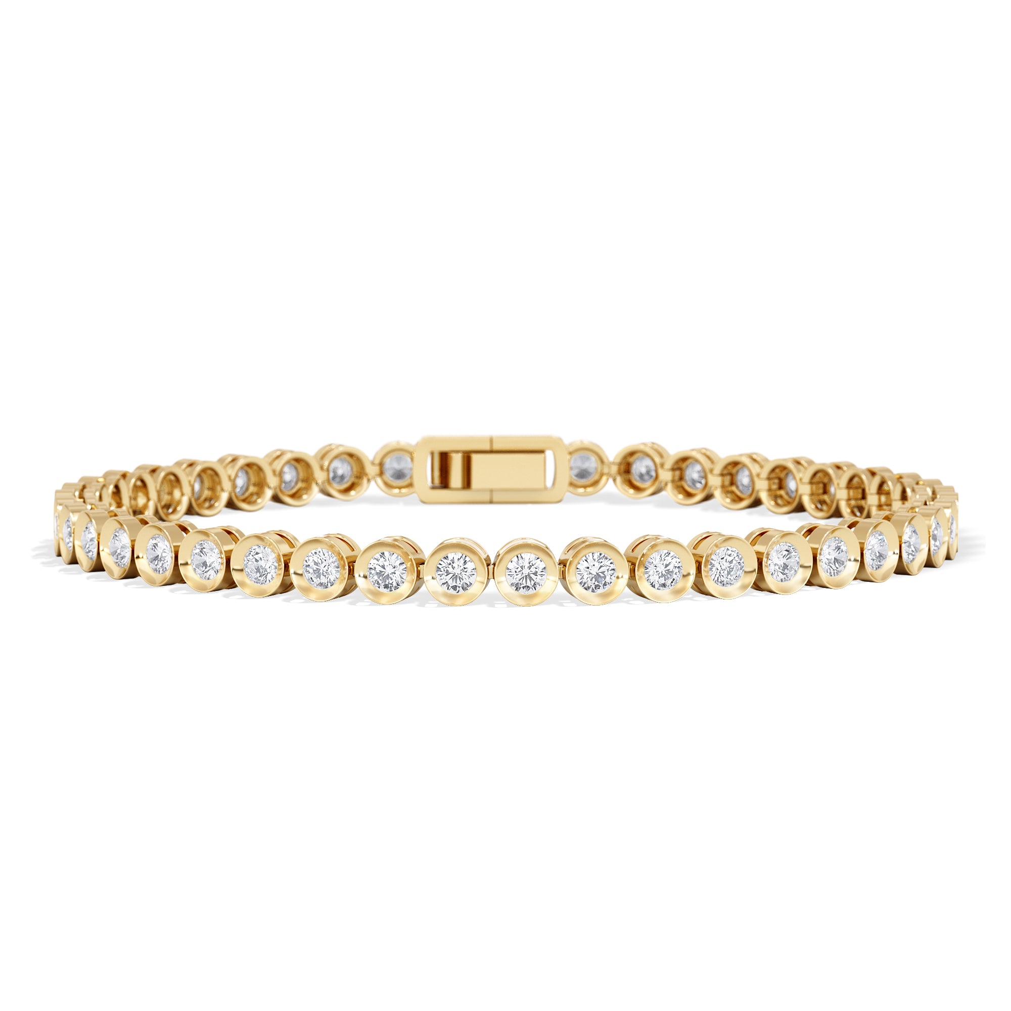 3.00ct Round Cut Lab Diamond Bezel Tennis Bracelet in 18K Gold Vermeil