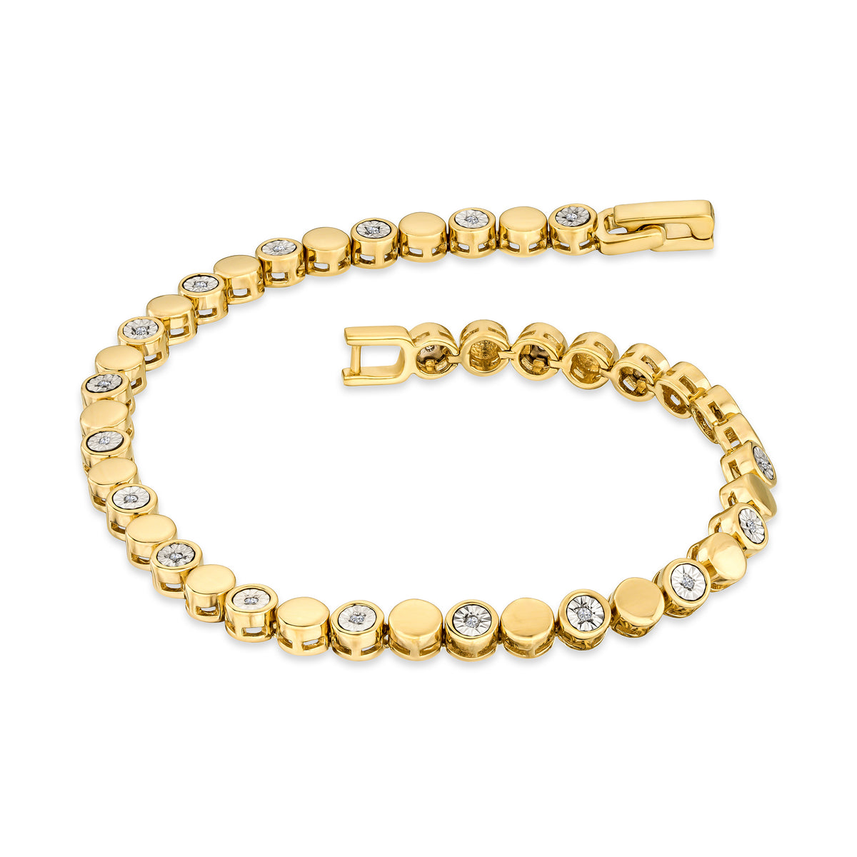 Lab Diamond Tennis Bracelet Round Cut 0.10ct H/SI 18K Gold Vermeil