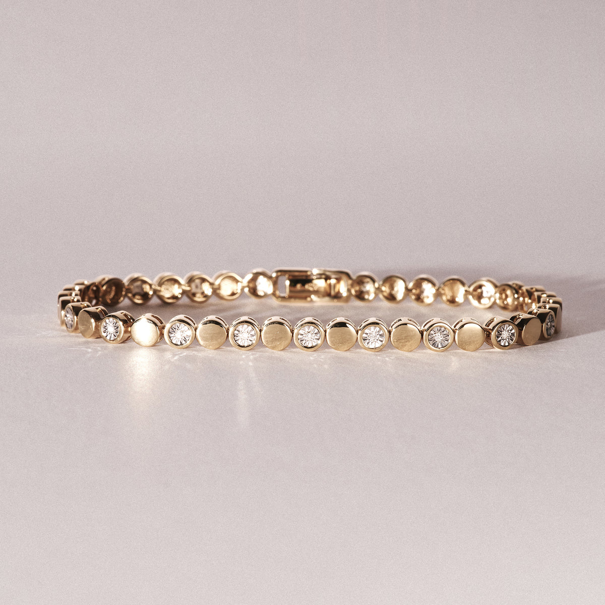 Lab Diamond Tennis Bracelet Round Cut 0.10ct H/SI 18K Gold Vermeil